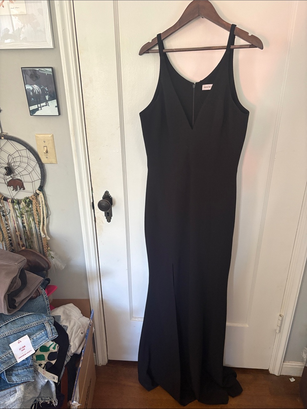 Dress The Population | Elegant Black V‑Neck formal Maxi Dress